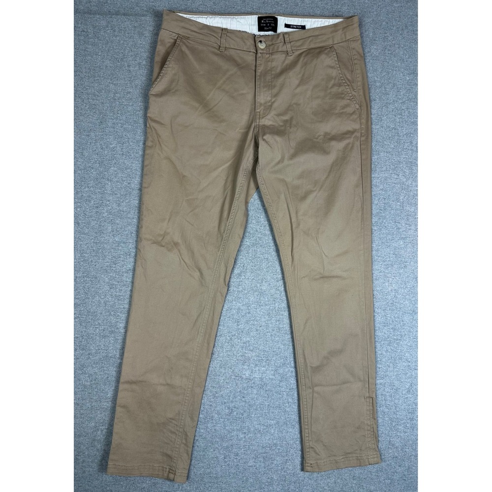 Ben Sherman Mens Pant Slim‎ Fit Stretch Chino Khaki 34x32 Modern Fit Trousers